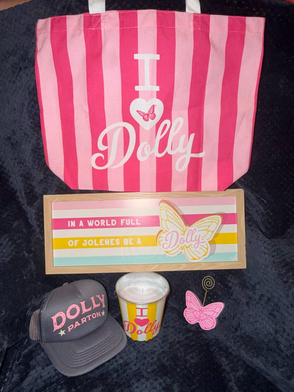 Dolly Pink Striped Tote Bag - I ♥ Dolly Graphic